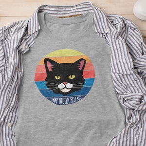 Trap Neuter Release Cat t-shirt ver 2 - shirts for cat lovers, stray cats, feral cat community help, eartipped cats, Trap Neuter Return