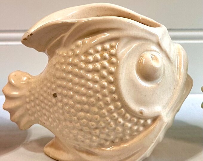RARE Nelson Mccoy Pottery Fish Planter White Etsy