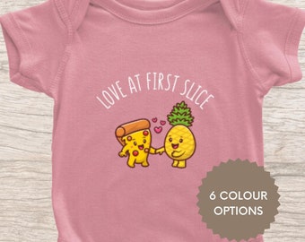 Love at First Slice Baby Onsie / Newborn Gift for Pizza Lover / Valentine's Day Baby Outfit / Baby Shower Gift for Foodie Mom