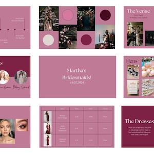 Bold & Moody Bridesmaid Guide Presentation Template and Bridesmaid Info Card and Proposal Card- 21 Self Customisable Slides Canva