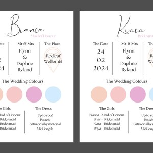 Pastel Garden Bridesmaid Info Card and Proposal Card - Self Customisable Cards Maid Of Honour Bridesmaid Canva Template