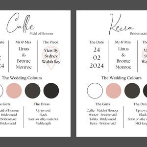 Black & White Bridesmaid Info Card and Proposal Card - Self Customisable Cards Maid Of Honour Bridesmaid Canva Template Monochrome