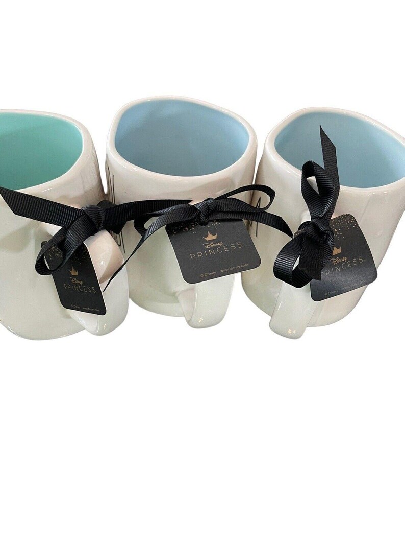 Disney Rae Dunn Princess Mugs Cendrillon La petite sirène HTF image 3