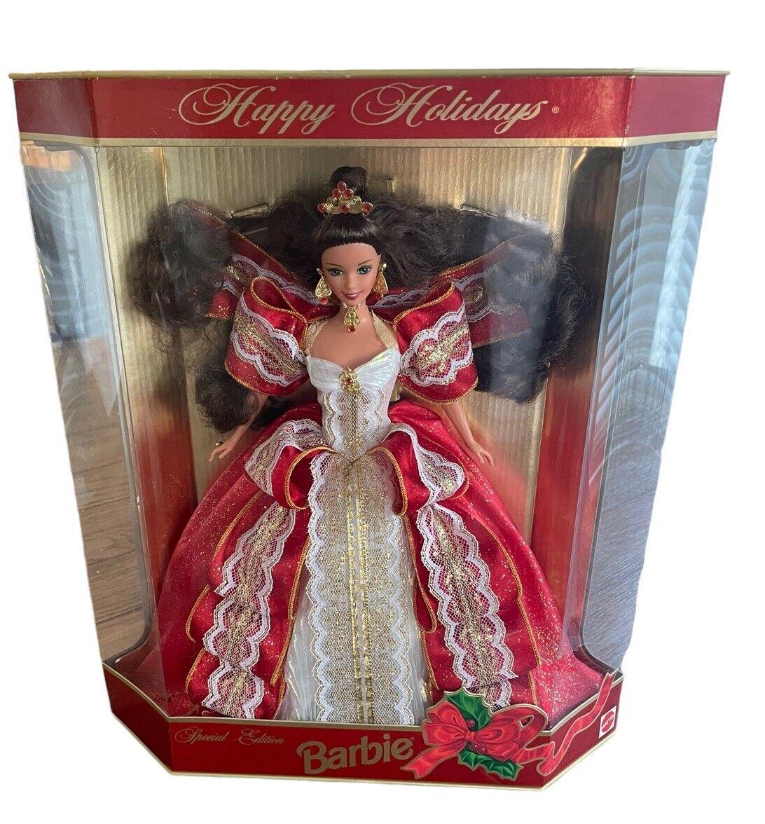RARE 1997 Misprint Green Eyes Holiday Barbie Happy Holidays Gold