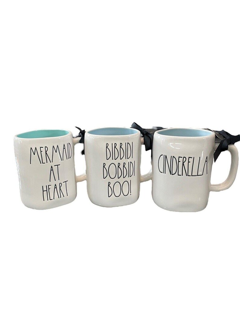 Disney Rae Dunn Princess Mugs Cendrillon La petite sirène HTF image 2