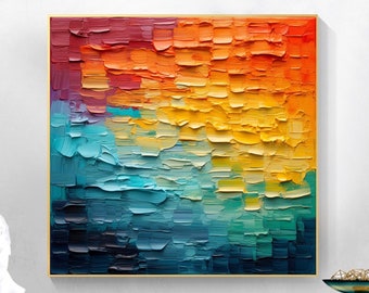 Minimalist Texture Oil Painting On Canvas, Large Wall Art, Original Abstract Wall Art, Custom Painting Colorful Wall Decor Living Room Art