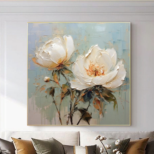 Abstract Floral Canvas Wall Art Etsy