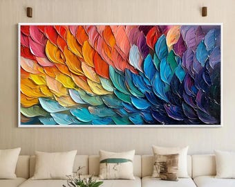Lebendiges abstraktes Ölgemälde, original bunte strukturierte Wandkunst, Palettenmesser Impasto Malerei, zeitgenössische Kunst, Wohnzimmer Dekor
