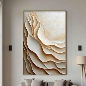 Neutral Textured Wall Art,Beige 3D Layered Abstract Painting,Large Wall Art, Minimalist Modern Canvas, Living Room Decor, Bedroom Wall Décor