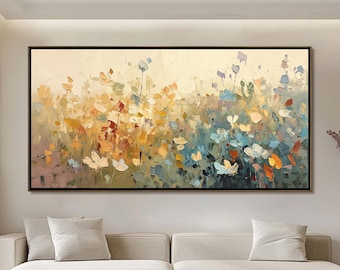 Abstract Floral Painting, Colorful Flowers Art, Modern Wall Decor, Textured Canvas Artwork, Bright Pastel Colors, Nature Inspired Home Decor