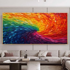 Abstract Knife Flower Oil Painting On Canvas, Large Wall Art, Original Colorful 3d Texture Painting, Boho Wall Décor, Living room Wall Decor