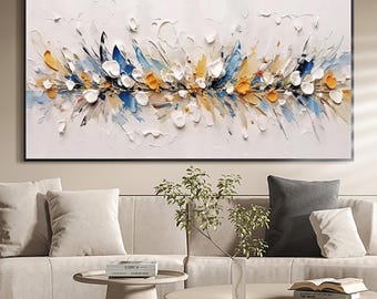 Abstract Color Textured Oil Painting On Canvas, Large Wall Art, Minimalist 3D Palette Knife Painting, Impasto Style Art, Living Room Decor