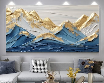 Großes Original-Ölgemälde Berge auf Leinwand, Kunst auf Leinwand, abstrakte goldene Landschaftsmalerei, kundenspezifische Anstrich, Wohnzimmer-Wand-Dekor