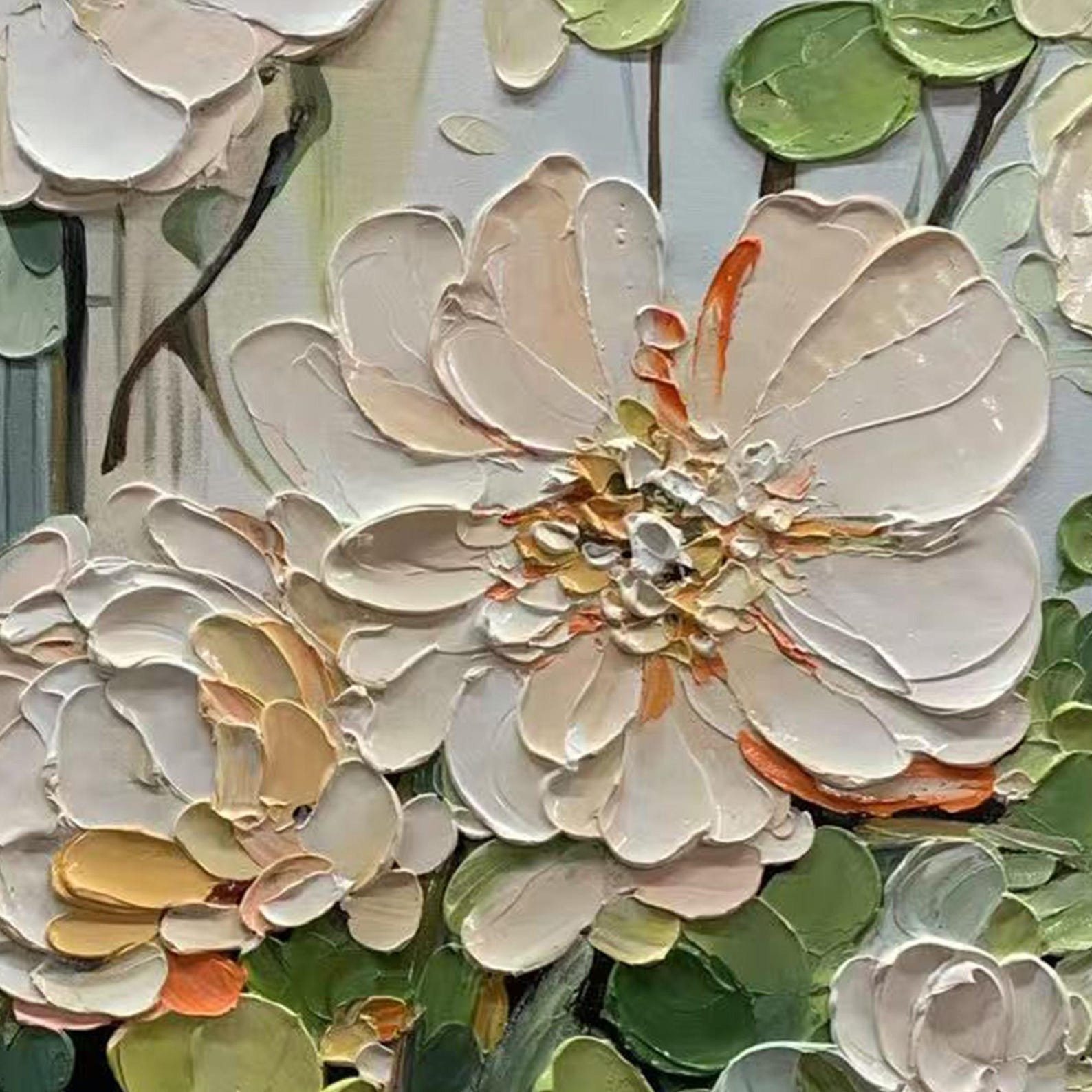 Abstract Flower Oil Painting on Canvas, Large Wall Art Original ...