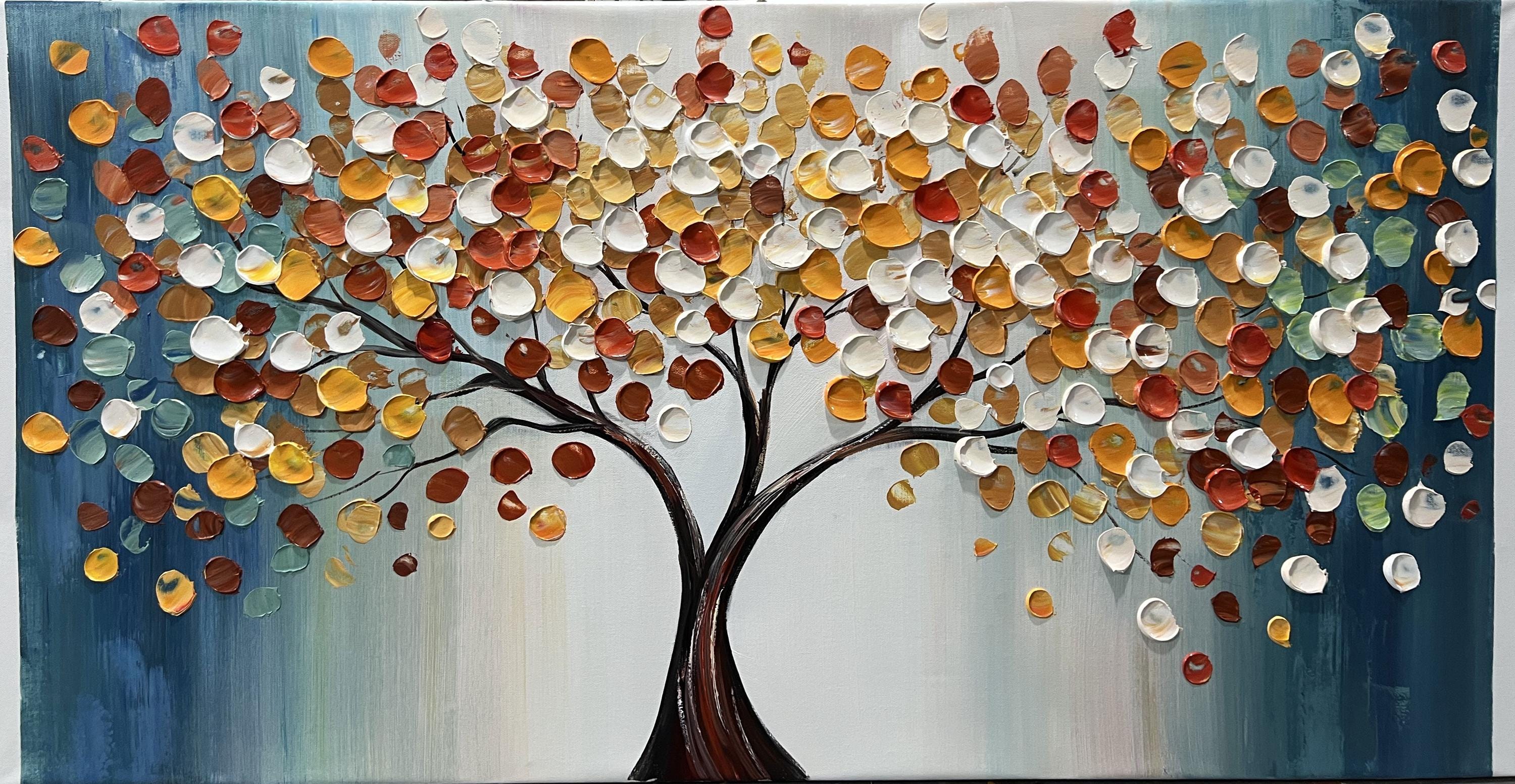Abstract Tree of Life Oil Painting on Canvas, Large Wall Art Original ...