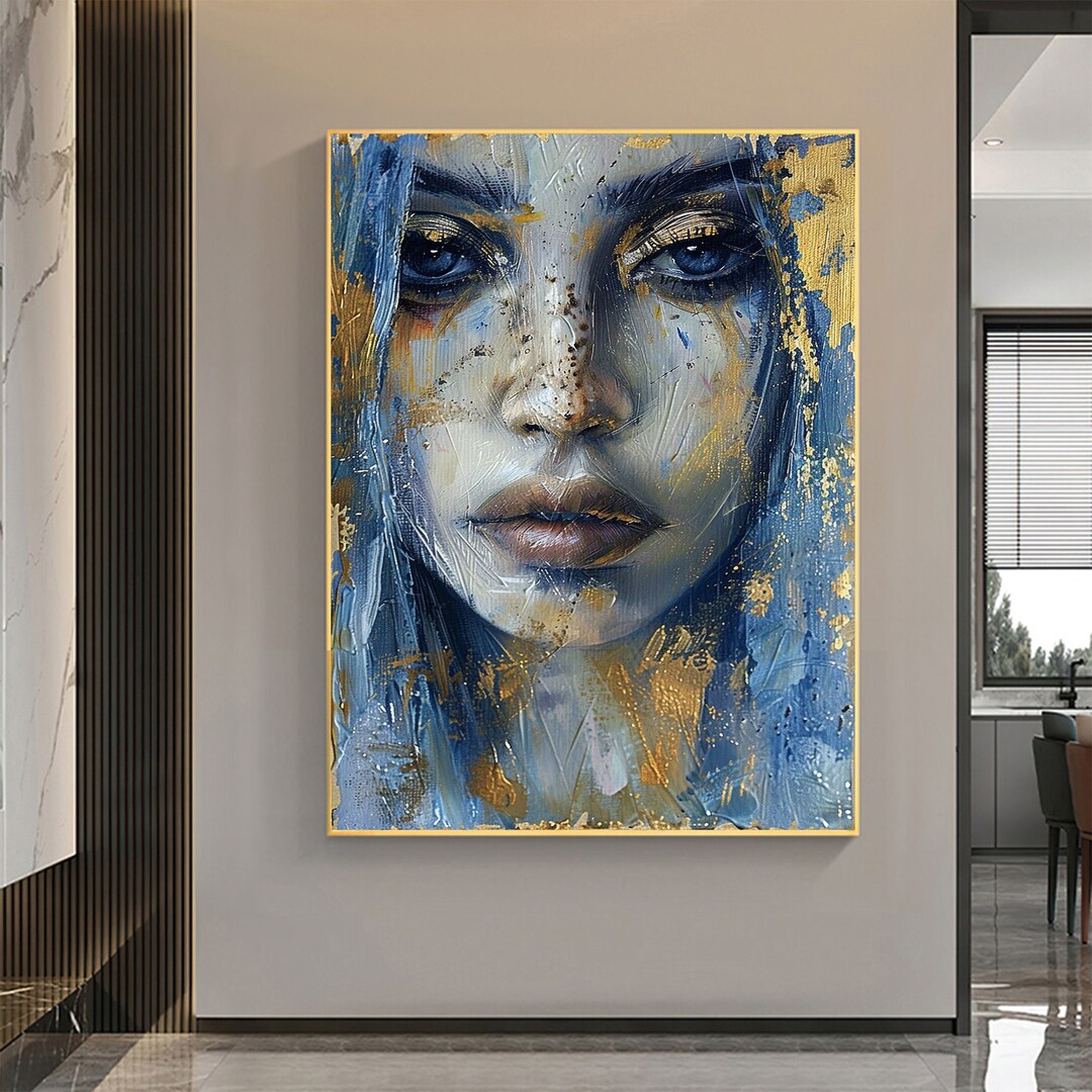 Abstract Girl Portrait Oil Painting on Canvas Large Wall Art Original
