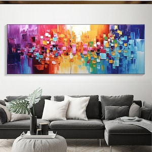 Minimalist Colorful Block Oil Painting on Canvas, Large Wall Art, Original Abstract Wall Art, Custom Painting Modern Living Room Home Decor