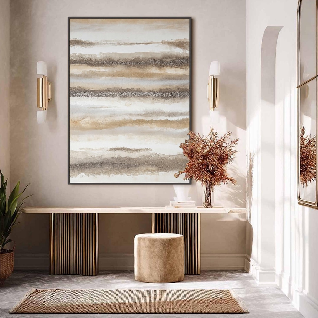 Beige Brown Abstract Art, Large Textured Painting on Canvas, Neutral ...