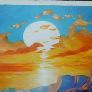 Abstract River Landscape Oil Painting on Canvas, Large Wall Art ...
