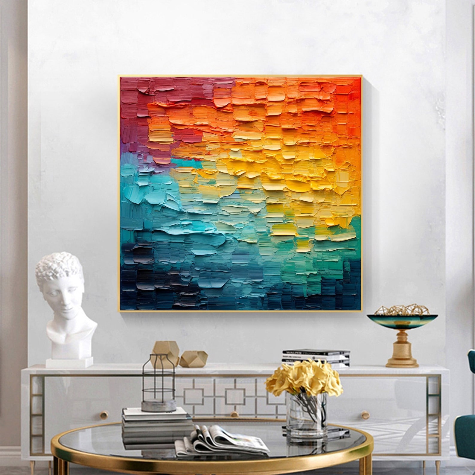 Minimalist Texture Oil Painting on Canvas, Large Wall Art, Original ...
