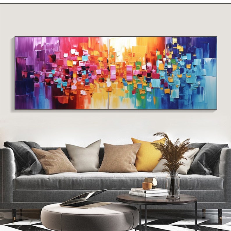 Minimalist Colorful Block Oil Painting on Canvas, Large Wall Art, Original Abstract Wall Art, Custom Painting Modern Living Room Home Decor