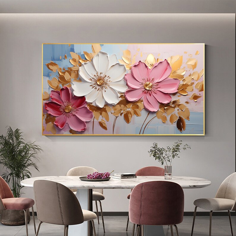 Large Abstract Flower Oil Painting on Canvas, Canvas Wall Art Original ...