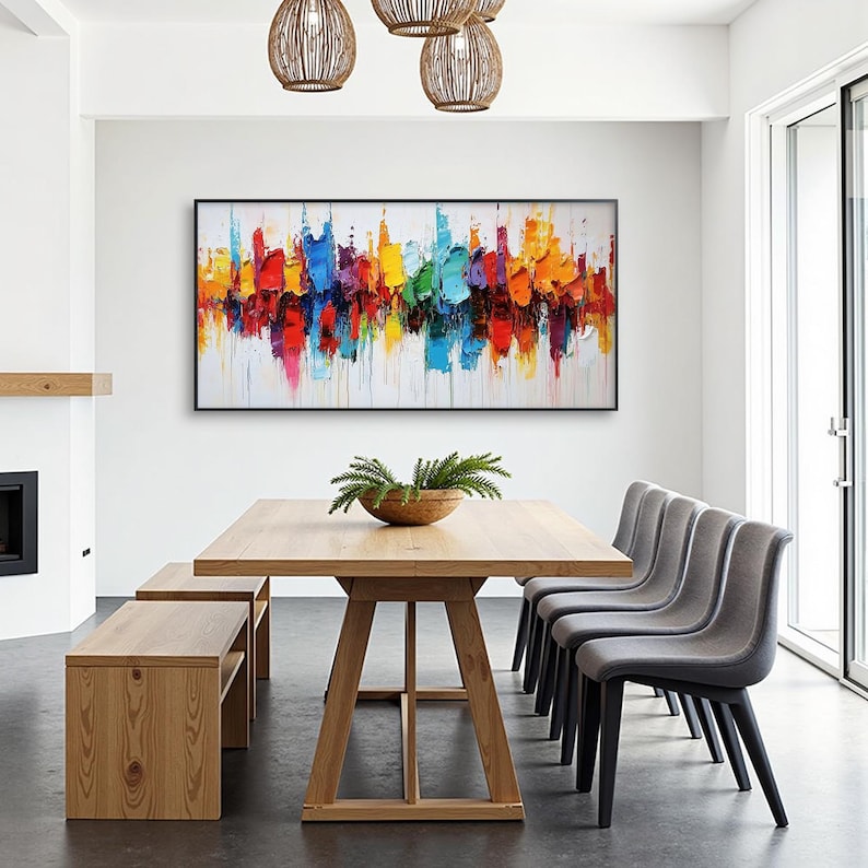 Large Original Textured Oil Painting on Canvas,Vibrant Abstract Colorful Painting, Custom Painting, Luxury Wall Art,Modern Living Room Decor