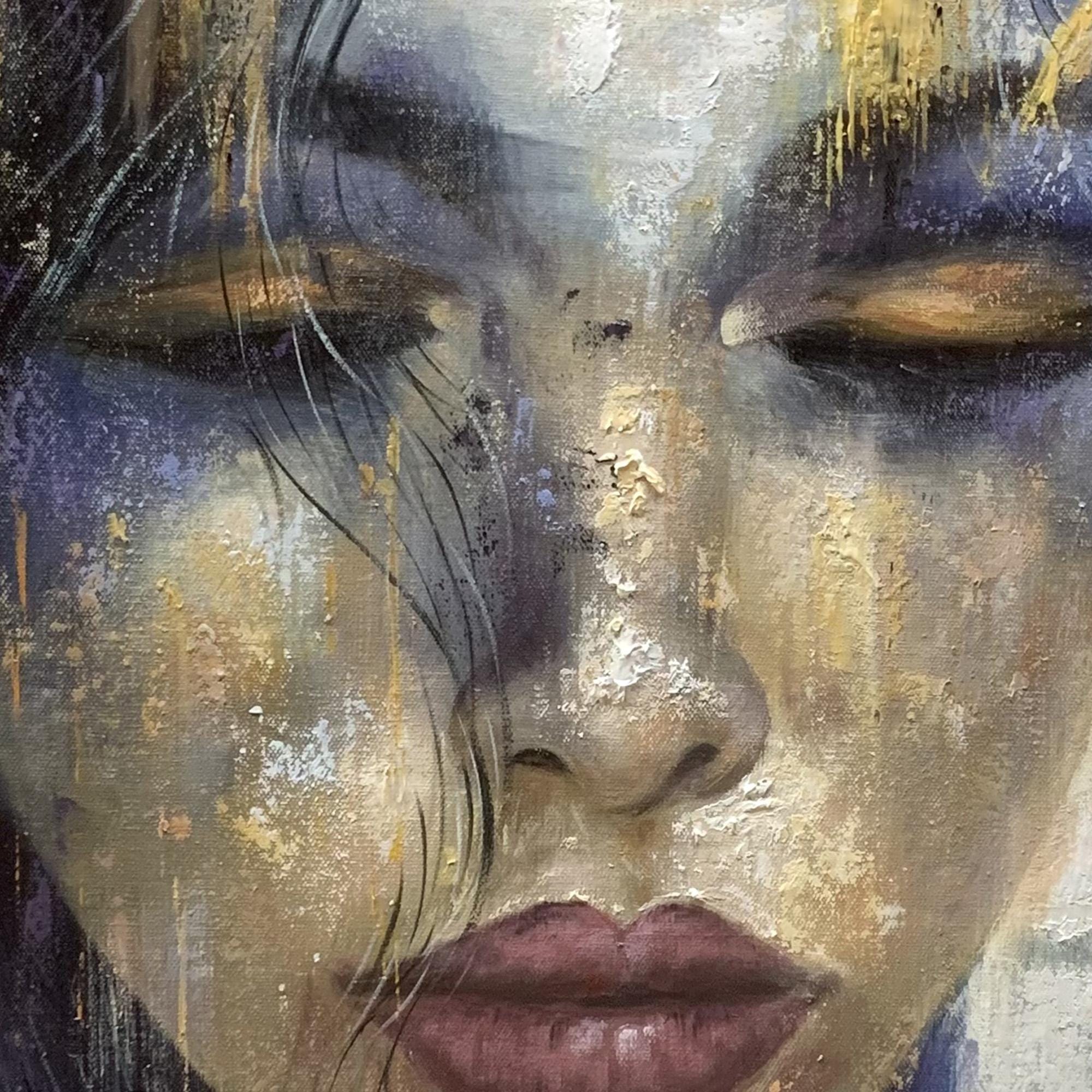 Original Beautiful Girl Face Oil Painting on Canvas Large Wall Art ...