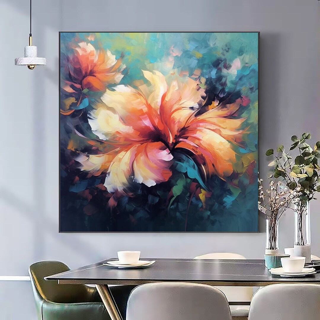 Abstract Colorful Flower Oil Painting on Canvas Large Wall - Etsy