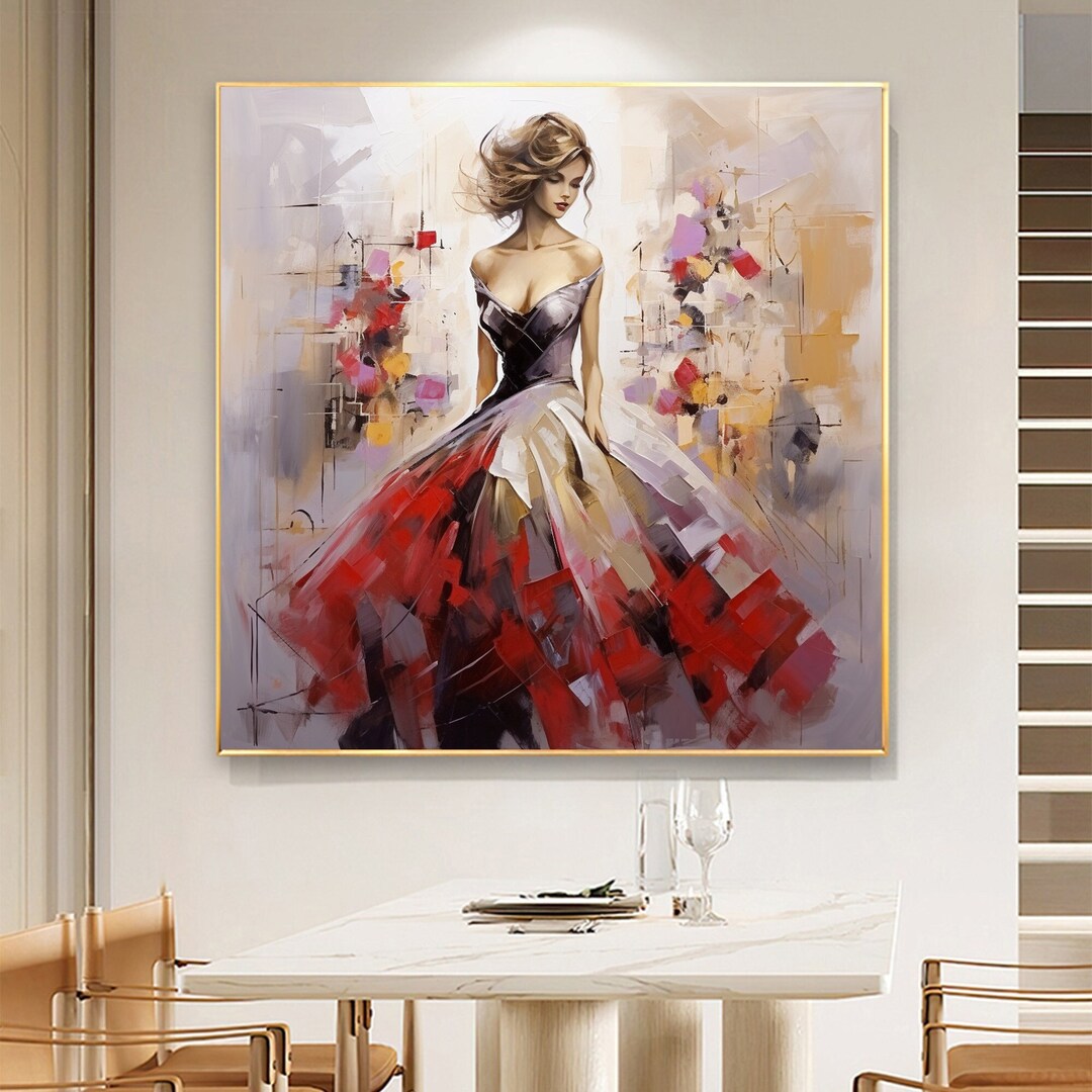 Original Beautiful Girl Oil Painting on Canvas, Large Wall Art Abstract ...