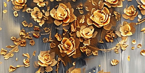 Abstract Gold Flower Oil Painting on Canvas,large Wall Art Original ...