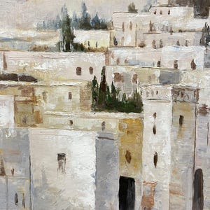 Abstract Jerusalem Cityscape Oil Painting on Canvas, Original Textured cityscape Art, Historic Architecture, Modern Impressionist wall Decor
