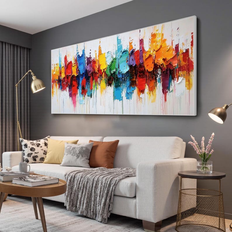Large Original Textured Oil Painting on Canvas,Vibrant Abstract Colorful Painting, Custom Painting, Luxury Wall Art,Modern Living Room Decor