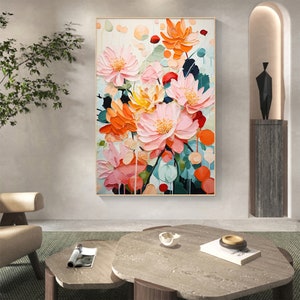 Minimalist Flower Oil Painting on Canvas,large Wall Art Abstract ...