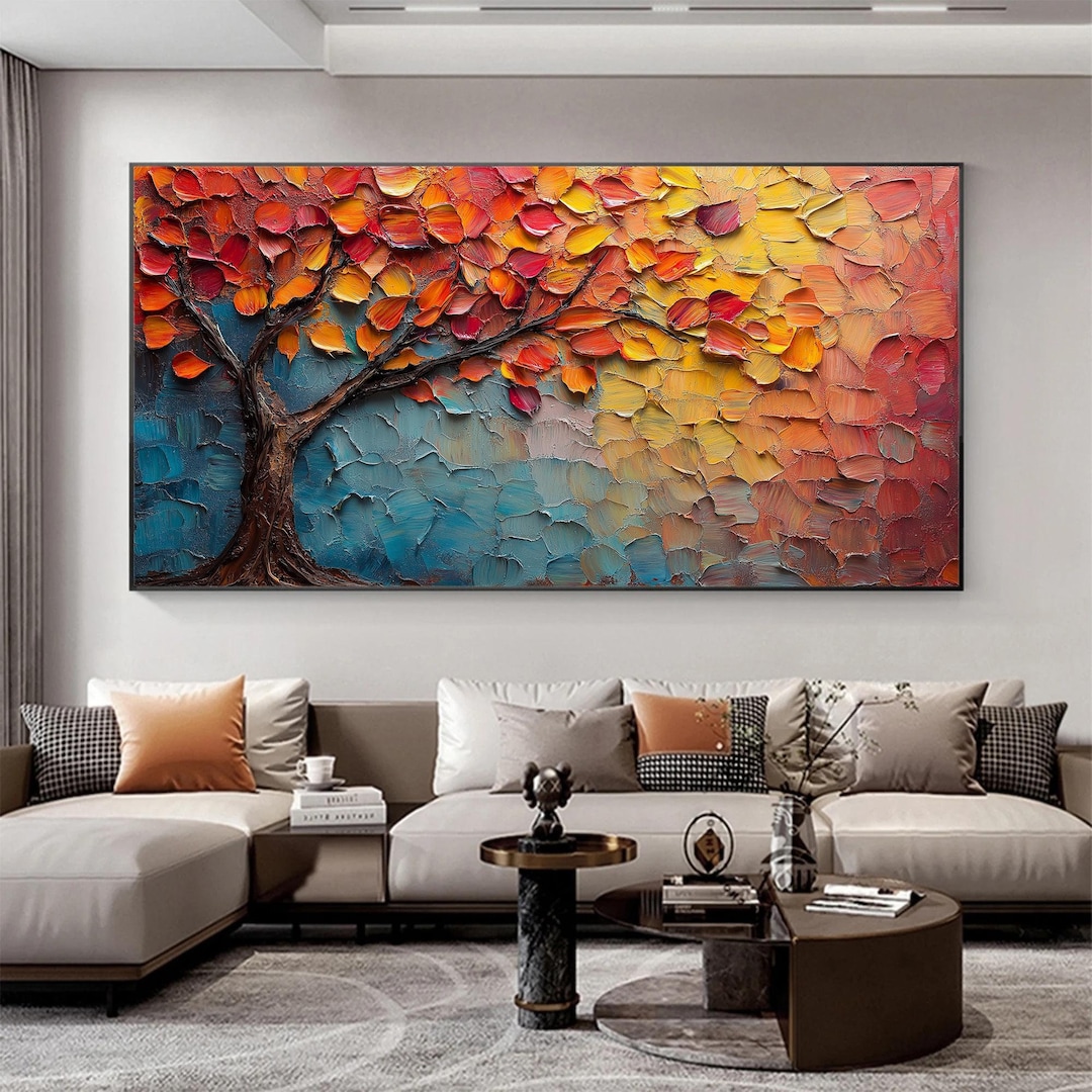 Large Original Tree of Life Oil Painting on Canvas, Abstract Textured ...