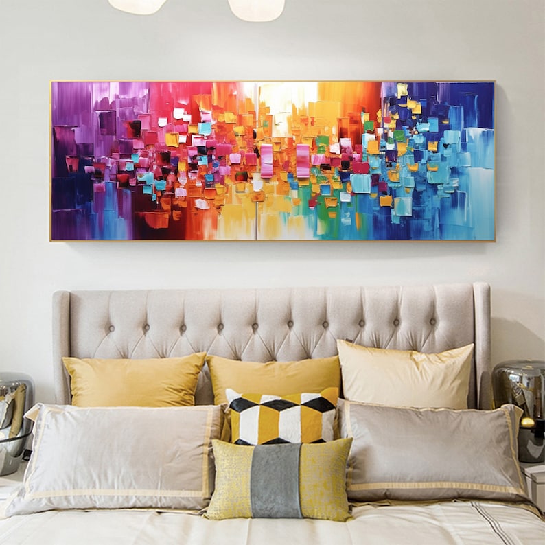 Minimalist Colorful Block Oil Painting on Canvas, Large Wall Art, Original Abstract Wall Art, Custom Painting Modern Living Room Home Decor