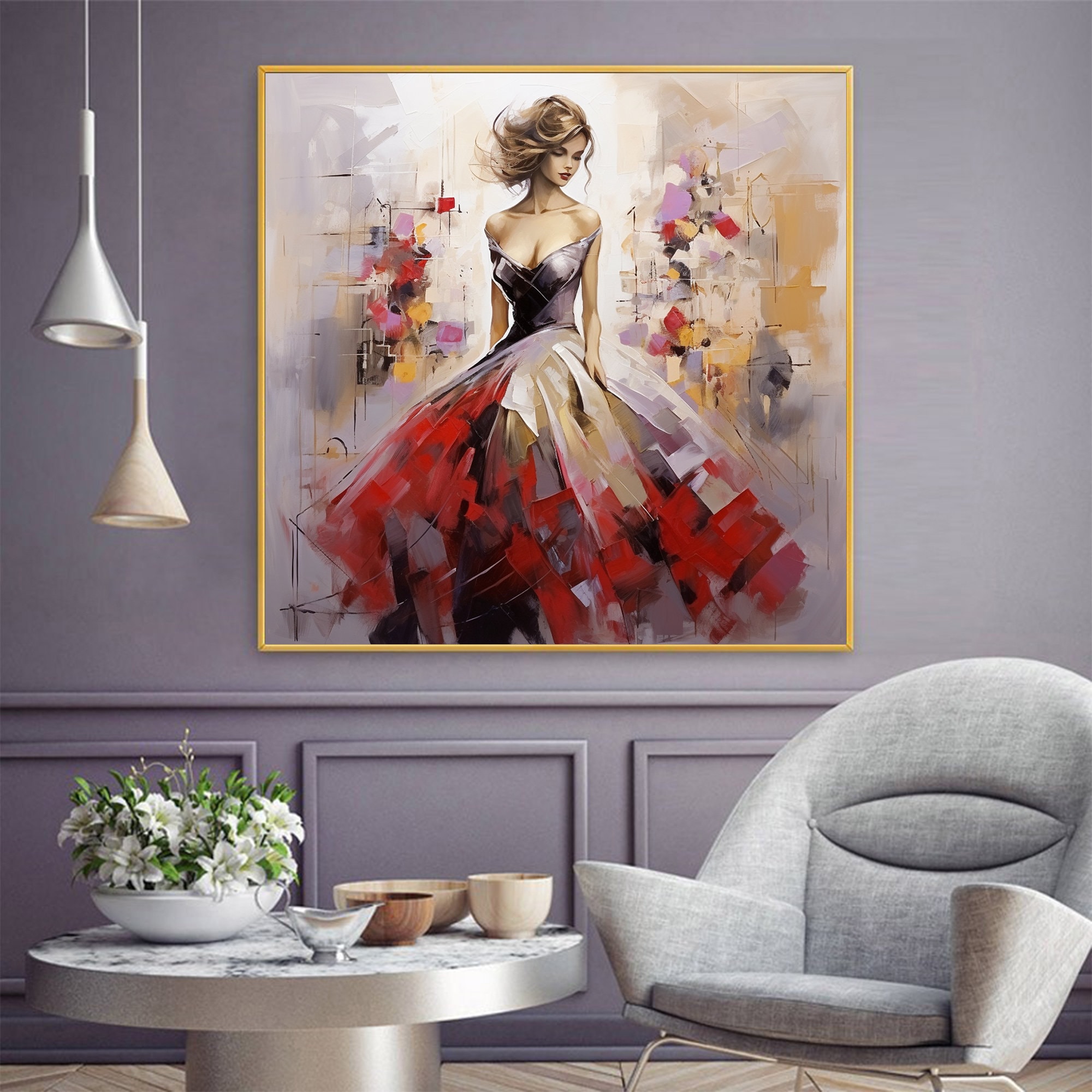 Original Beautiful Girl Oil Painting on Canvas, Large Wall Art Abstract ...