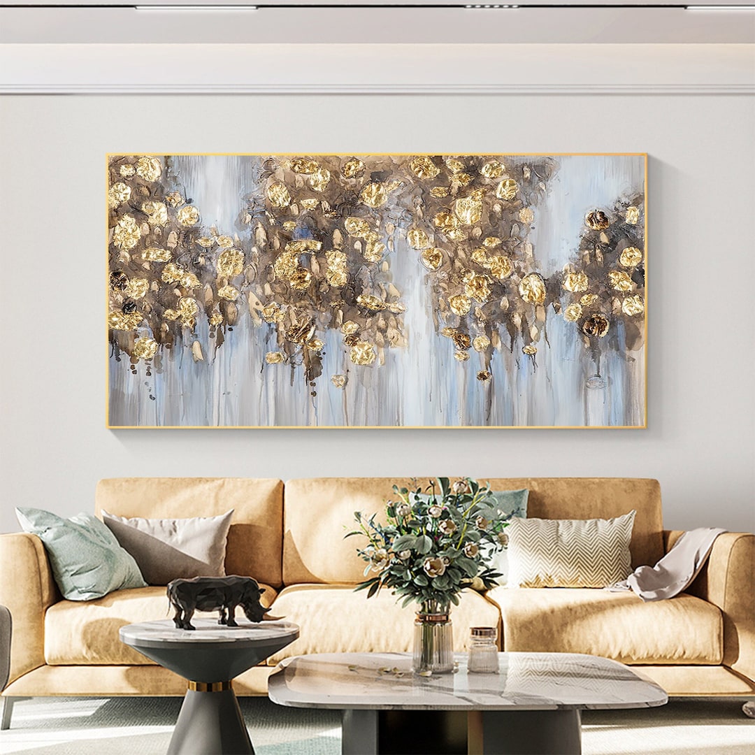 Original Gold Foil Oil Painting on Canvas, Large Wall Art,abstract Gold