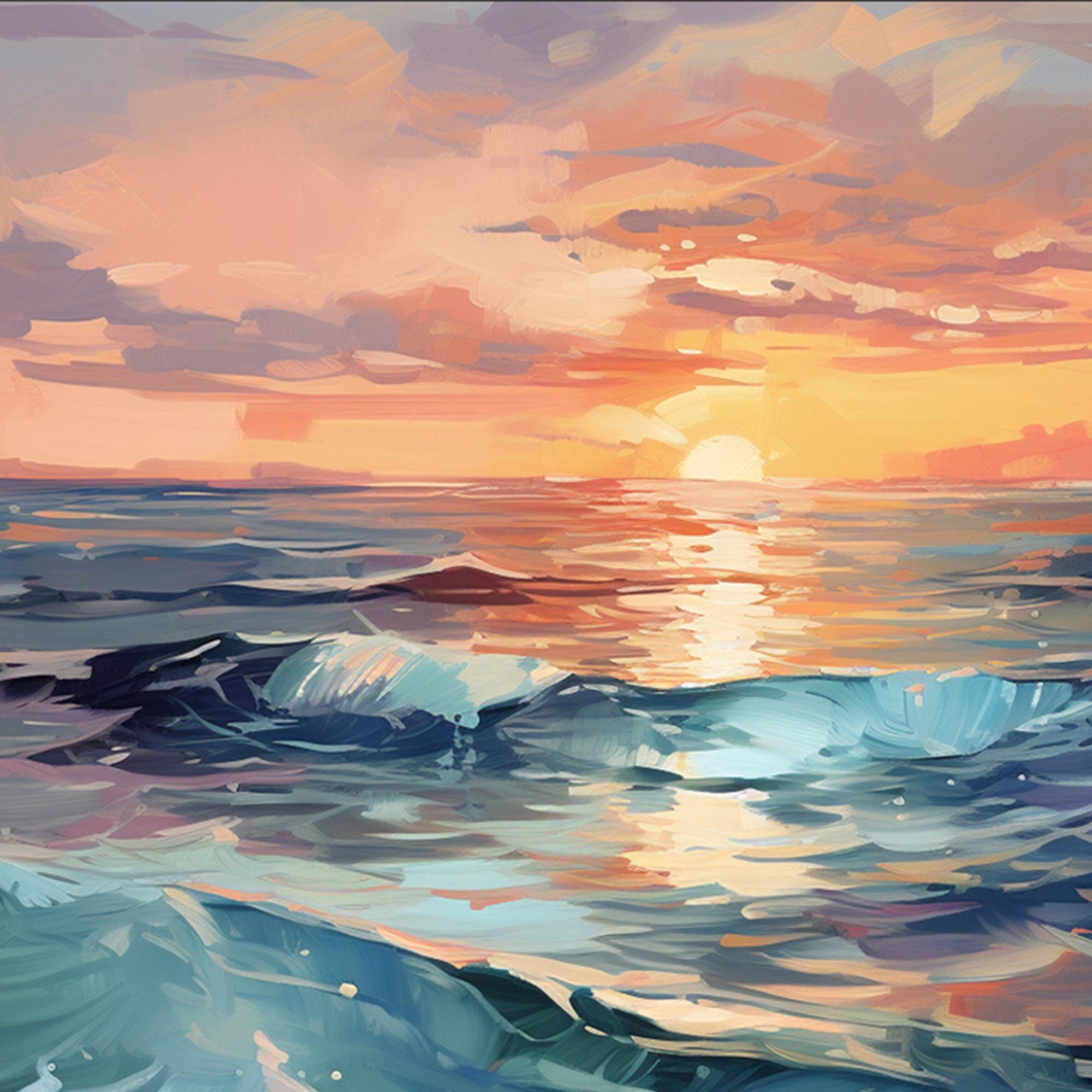 Abstract Ocean Landscape Oil Painting on Canvas, Large Wall Art ...