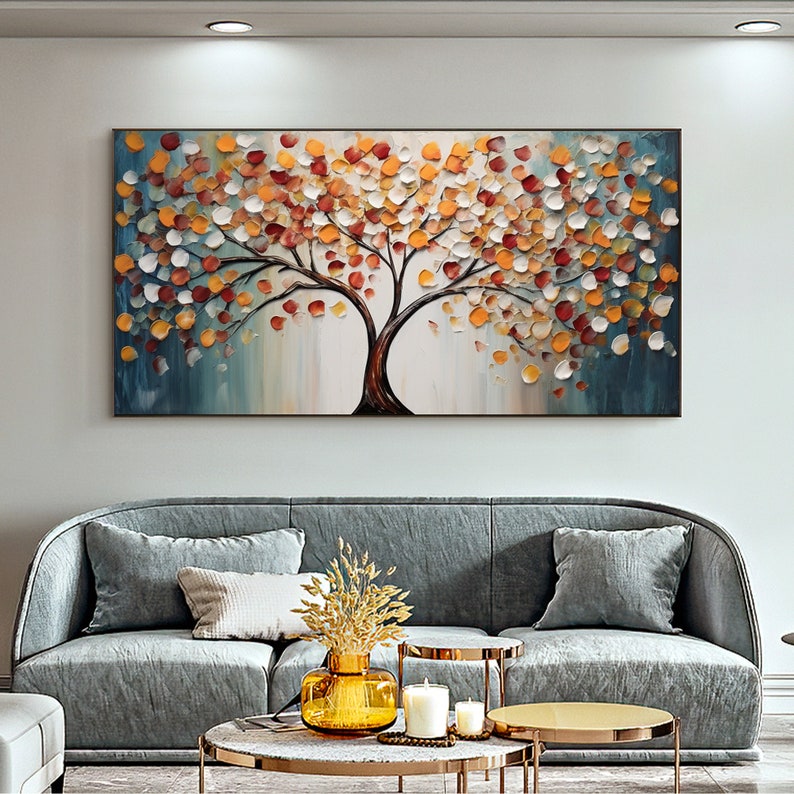 Abstract Tree of Life Oil Painting on Canvas, Large Wall Art Original ...