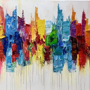 Large Original Textured Oil Painting on Canvas,Vibrant Abstract Colorful Painting, Custom Painting, Luxury Wall Art,Modern Living Room Decor