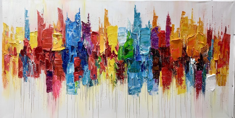 Large Original Textured Oil Painting on Canvas,Vibrant Abstract Colorful Painting, Custom Painting, Luxury Wall Art,Modern Living Room Decor