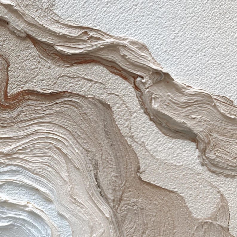 Minimalist Textured Wall Art, Large 3D Abstract Painting, Neutral Large Wall Decor, Wabi Sabi Art, Beige and White Impasto Art for Home