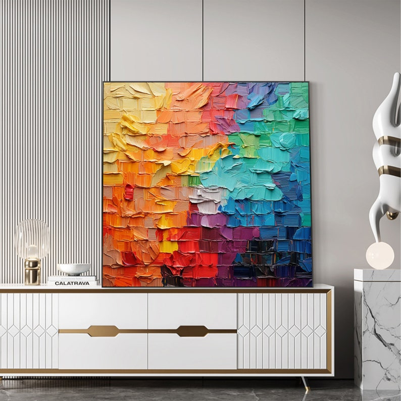 Colorful Texture Oil Painting on Canvas Large Wall Art - Etsy