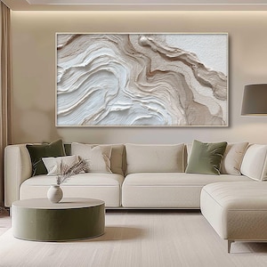 Minimalist Textured Wall Art, Large 3D Abstract Painting, Neutral Large Wall Decor, Wabi Sabi Art, Beige and White Impasto Art for Home