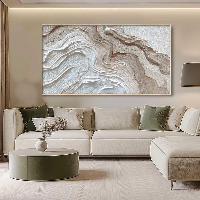 Minimalist Textured Wall Art, Large 3D Abstract Painting, Neutral Large Wall Decor, Wabi Sabi Art, Beige and White Impasto Art for Home