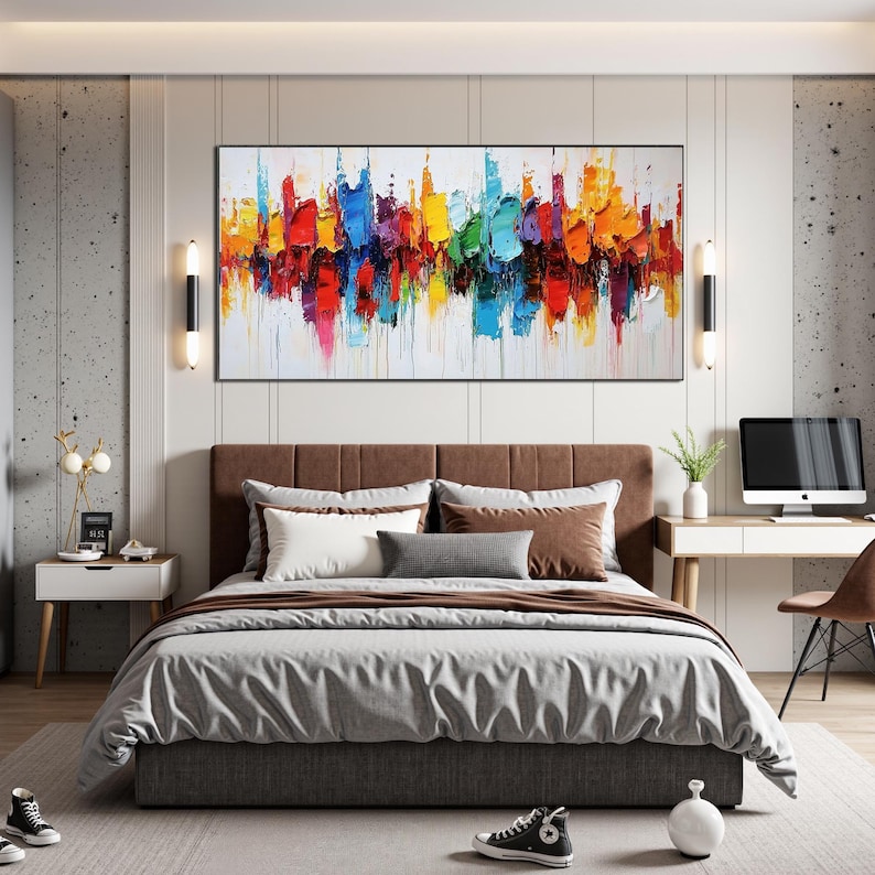Large Original Textured Oil Painting on Canvas,Vibrant Abstract Colorful Painting, Custom Painting, Luxury Wall Art,Modern Living Room Decor