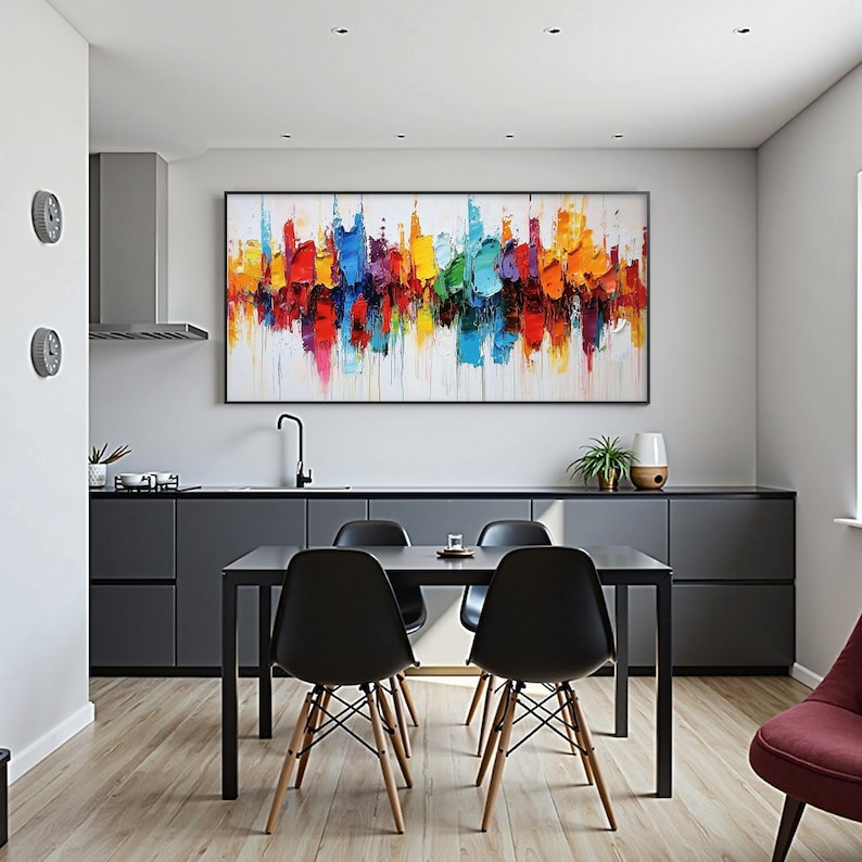 Large Original Textured Oil Painting on Canvas,Vibrant Abstract Colorful Painting, Custom Painting, Luxury Wall Art,Modern Living Room Decor