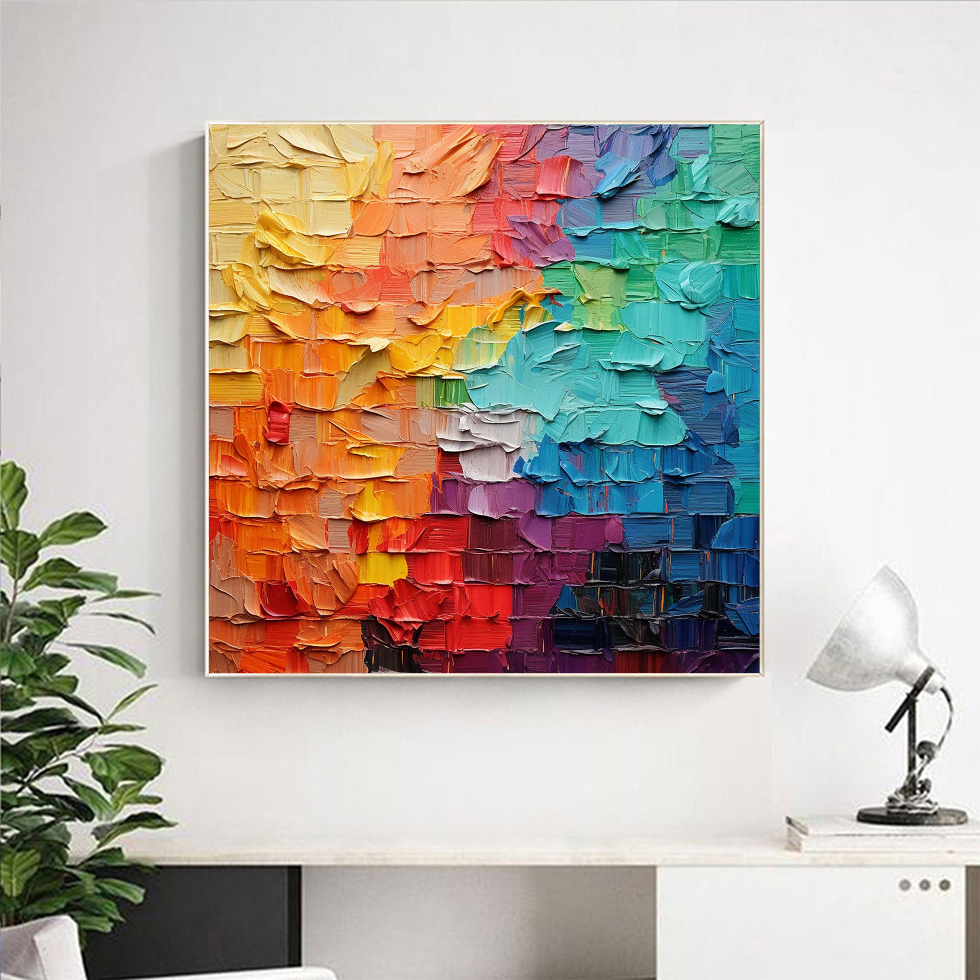 Colorful Texture Oil Painting on Canvas Large Wall Art - Etsy