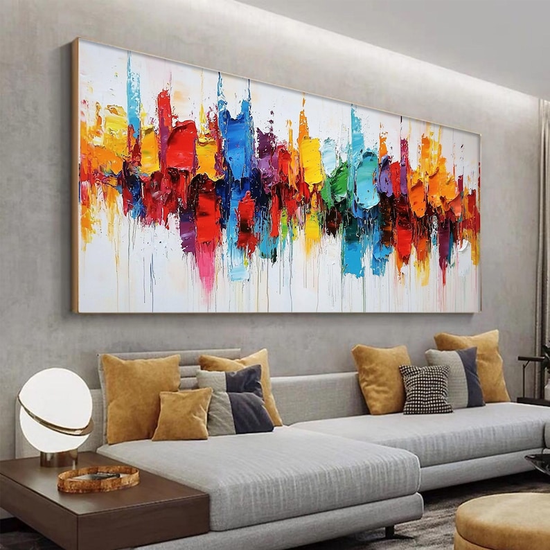 Large Original Textured Oil Painting on Canvas,Vibrant Abstract Colorful Painting, Custom Painting, Luxury Wall Art,Modern Living Room Decor